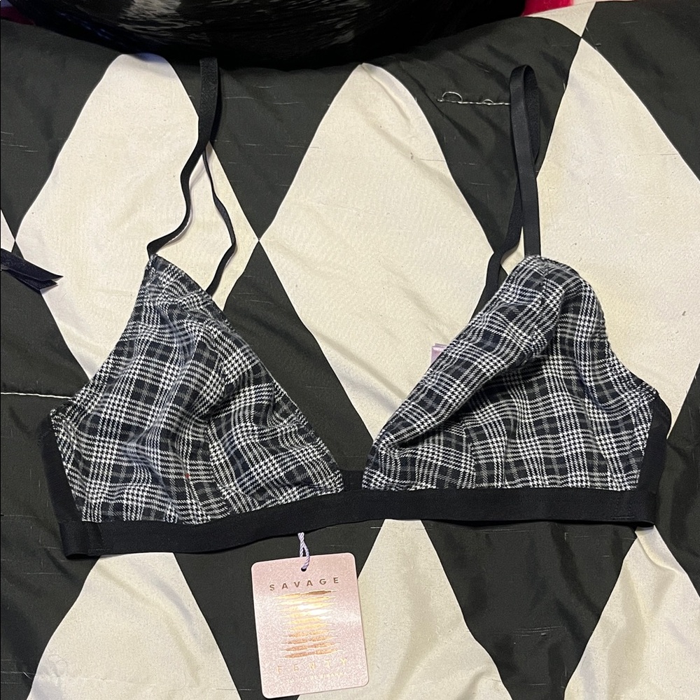Salvage Black and White Checkered Bralette